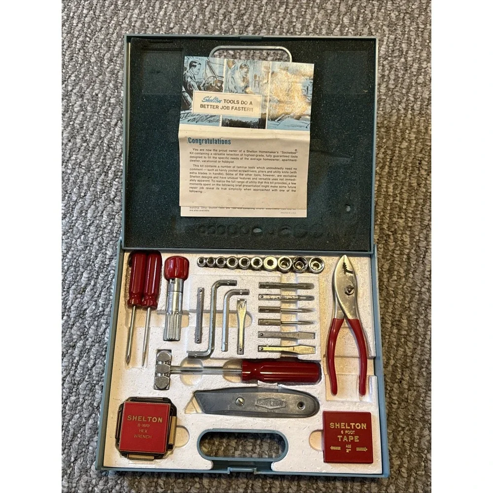 Vintage Portable Shelton Socketool Kit Antique Tool Socket Set